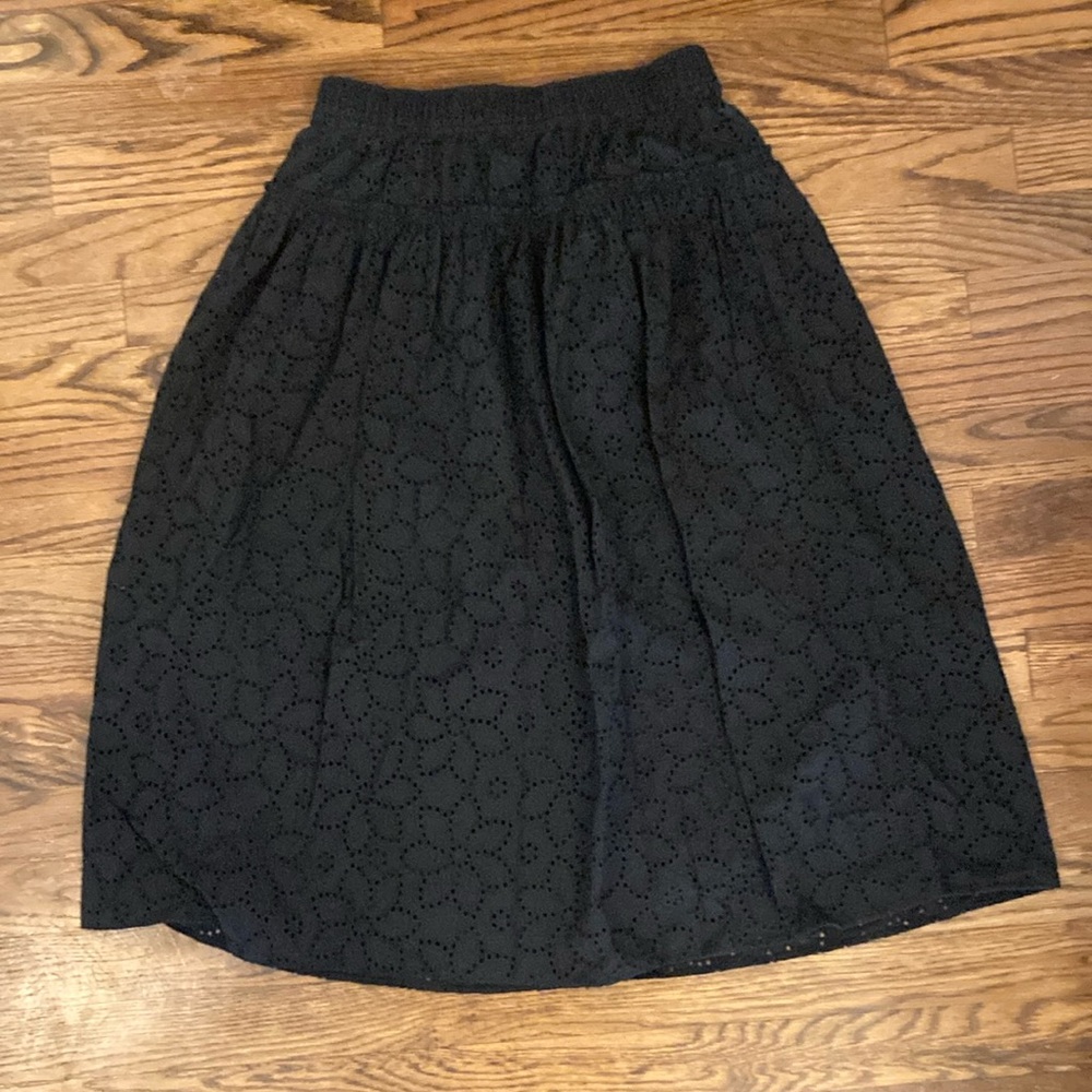 Madewell eyelet black midi skirt size XXS lined